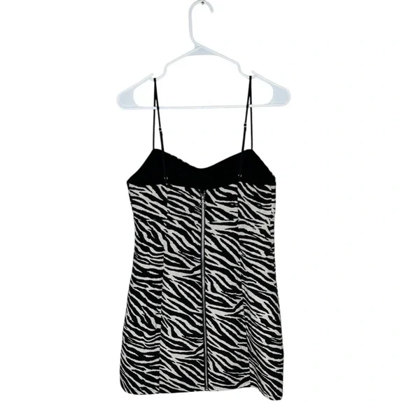For Love & Lemons Lyla Mini White/Black Zebra Print Dress Size Medium - Picture 5 of 13